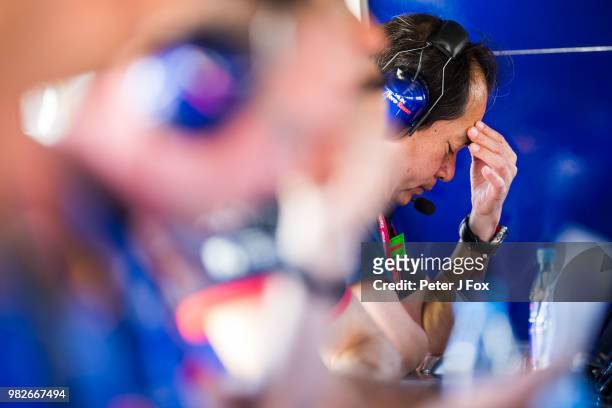 Toyohara Tanabe of Scuderia Toro Rosso, Honda and Japan during qualifying for the Formula One Grand Prix of France at Circuit Paul Ricard on June 23,...