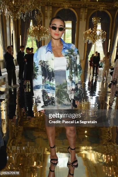 Camelia Jordana attends the Balmain Menswear Spring/Summer 2019 show as part of Paris Fashion Week on June 24, 2018 in Paris, France.
