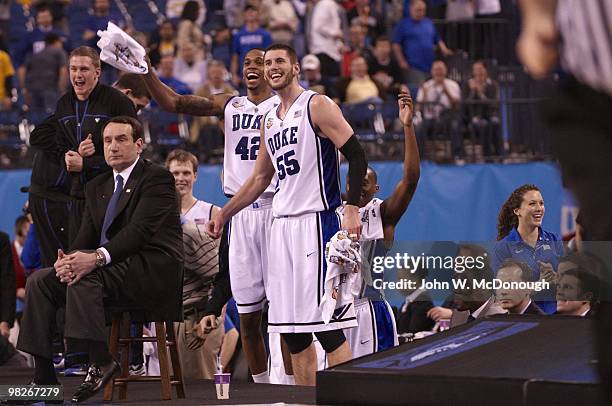 Final Four: Duke Lance Thomas and Brian Zoubek victorious vs West Virgina. Indianapolis, IN 4/3/2010 CREDIT: John W. McDonough