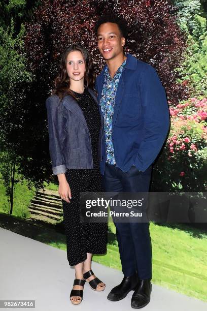 Corentin Fila and Daphne Patakia attend the Agnes B. Menswear Spring/Summer 2019 show as part of Paris Fashion Week on June 24, 2018 in Paris, France.