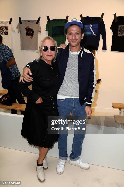 Agnes B and Vincent Dedienne attend the Agnes B. Menswear Spring/Summer 2019 show as part of Paris Fashion Week on June 24, 2018 in Paris, France.