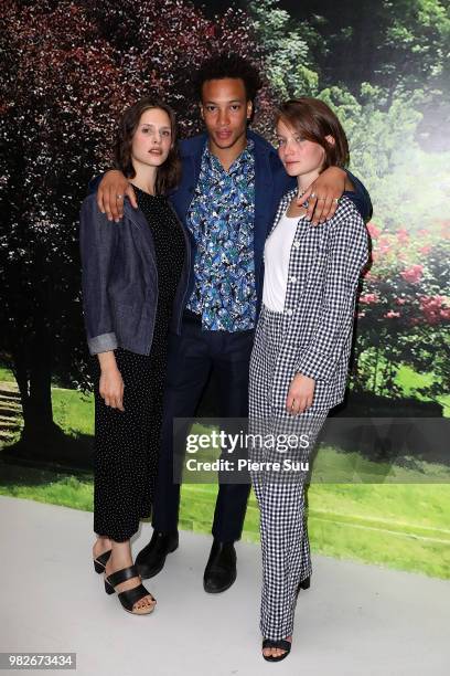 Corentin Fila and Daphne Patakia and Diane Rouxel attend the Agnes B. Menswear Spring/Summer 2019 show as part of Paris Fashion Week on June 24, 2018...