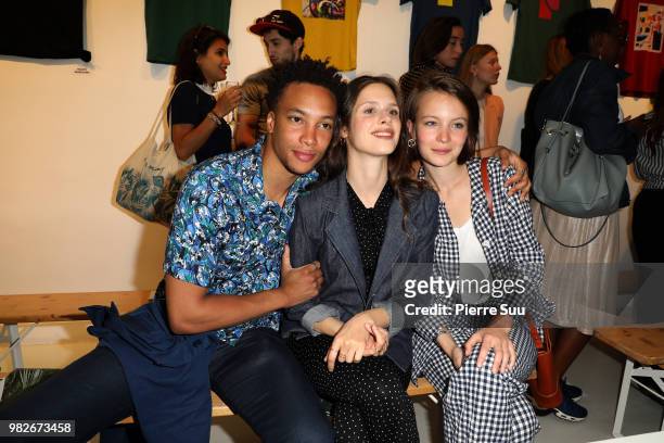 Corentin Fila and Daphne Patakia and Diane Rouxel attend the Agnes B. Menswear Spring/Summer 2019 show as part of Paris Fashion Week on June 24, 2018...