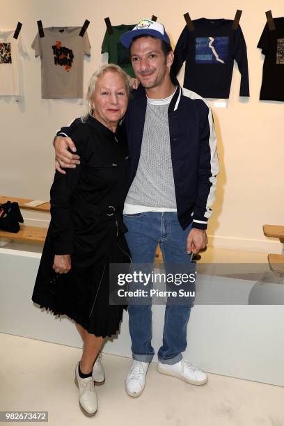 Agnes B and Vincent Dedienne attend the Agnes B. Menswear Spring/Summer 2019 show as part of Paris Fashion Week on June 24, 2018 in Paris, France.