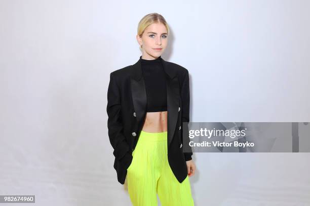 Caroline Daur attends the Balmain Menswear Spring/Summer 2019 show as part of Paris Fashion Week on June 24, 2018 in Paris, France.