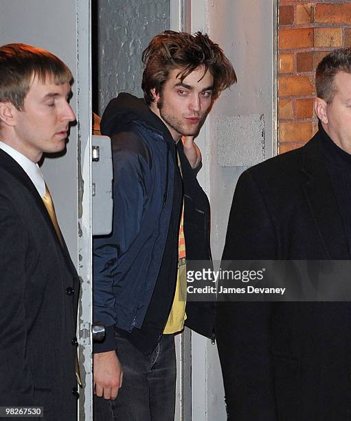 Robert Pattinson leaves "The Daily Show with Jon Stewart" on March 2, 2010 in New York City.