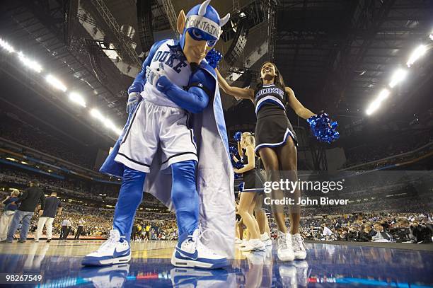 Final Four: Duke Blue Devils mascot and cheerleader during game vs West Virgina. Indianapolis, IN 4/3/2010 CREDIT: John Biever