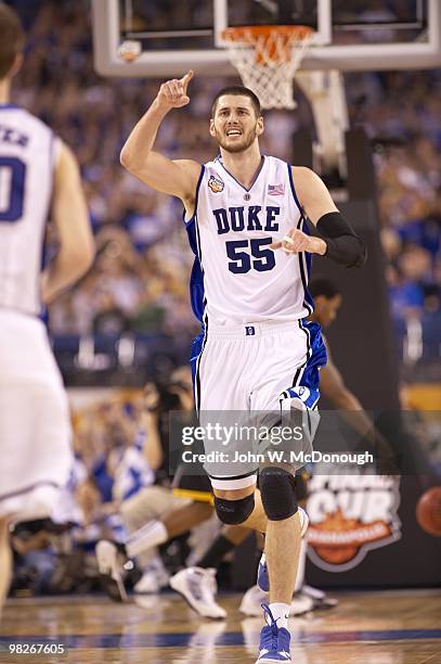 Final Four: Duke Brian Zoubek victorious vs West Virgina. Indianapolis, IN 4/3/2010 CREDIT: John W. McDonough