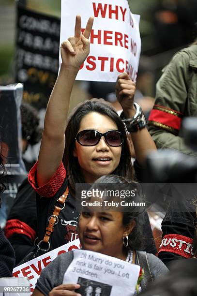 Michael Jackson's fans protest outside Los Angeles Superior Courts for the court appearance of Dr. Conrad Murray on April 5, 2010 in Los Angeles,...