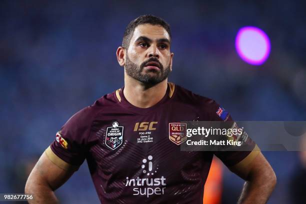 Greg Inglis of the Maroons looks dejected after game two of the State of Origin series between the New South Wales Blues and the Queensland Maroons...