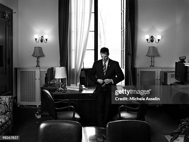 Scott Brown, United States Senator from Massachusetts, poses for a portrait session in his office in Washington D.C. For The New York Times Magazine....