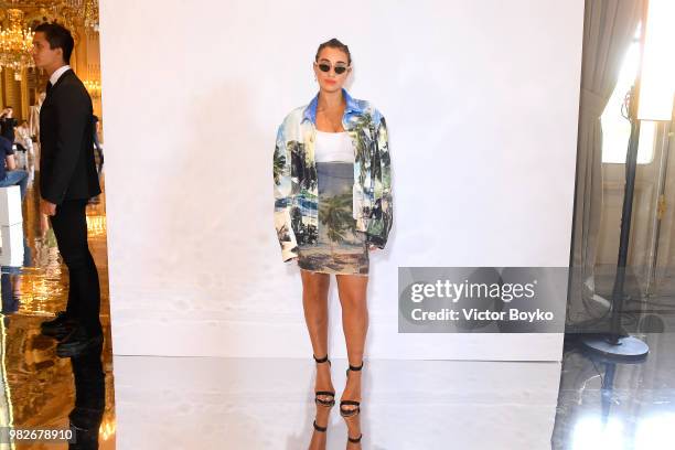 Camelia Jordana attends the Balmain Menswear Spring/Summer 2019 show as part of Paris Fashion Week on June 24, 2018 in Paris, France.