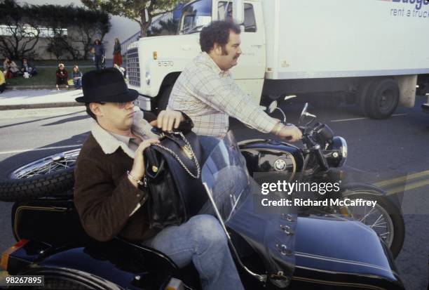 Dan Aykroyd aka Elwood Blues of The Blues Brothers outside of The Winterland Ballroom in 1978 in San Francisco, California.