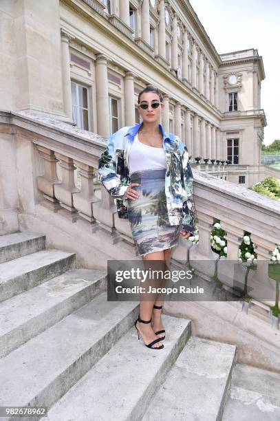 Camelia Jordana attends the Balmain Menswear Spring/Summer 2019 show as part of Paris Fashion Week on June 24, 2018 in Paris, France.