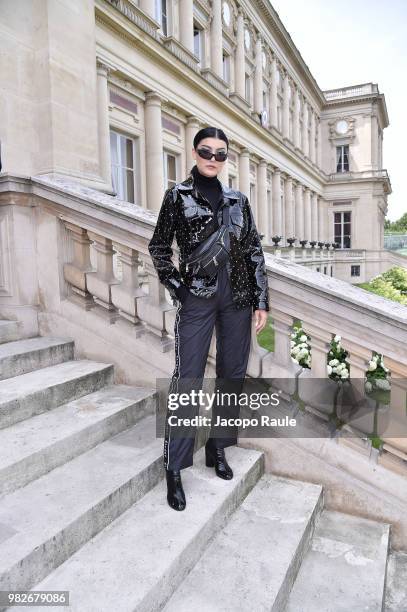 Amalie Gassmann attends the Balmain Menswear Spring/Summer 2019 show as part of Paris Fashion Week on June 24, 2018 in Paris, France.