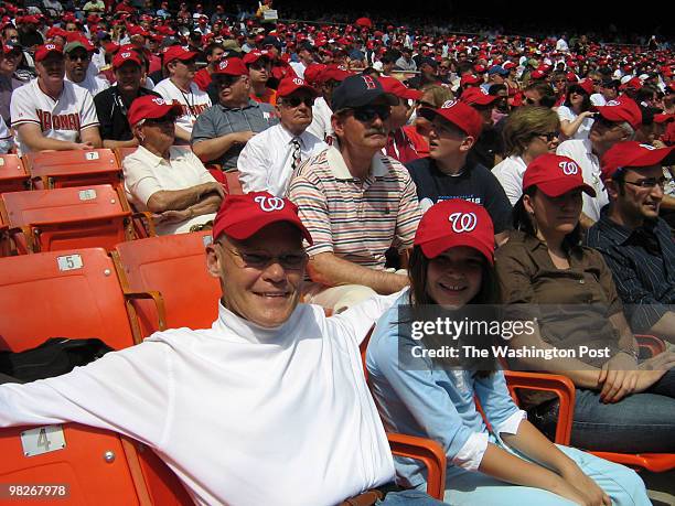 Downloaded email CREDIT: Roxanne Roberts/TWP CAPTION: James Carville and his daughter Emma at RFK Stadium for Opening Day of the Washington Nationals...