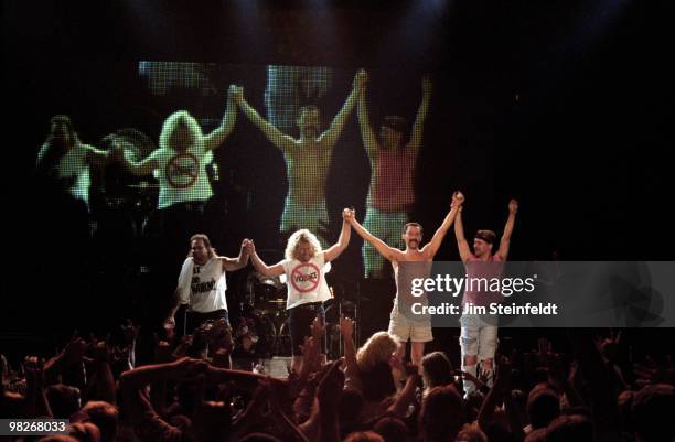 Van Halen Michael Anthony, Sammy Hagar, Alex Van Halen, Eddie Van Halen performs at the Target Center in Minneapolis, Minnesota on July 30, 1995.