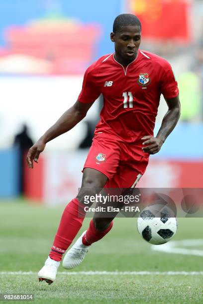 Armando Cooper of Panama in action during the 2018 FIFA World Cup Russia group G match between England and Panama at Nizhny Novgorod Stadium on June...