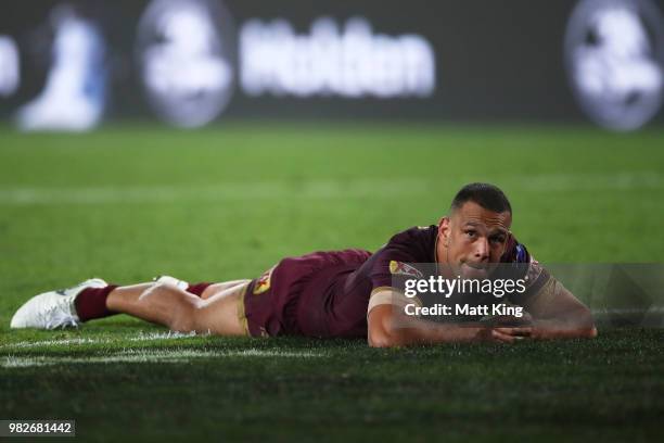 Will Chambers of the Maroons looks dejected at fulltime during game two of the State of Origin series between the New South Wales Blues and the...