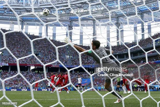 Jesse Lingard of England scores his team's third goal past Jaime Penedo of Panama during the 2018 FIFA World Cup Russia group G match between England...