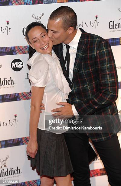 Cristen Chin and photographer Nigel Barker attend the 8th annual "Dressed To Kilt" Charity Fashion Show at M2 Ultra Lounge on April 5, 2010 in New...