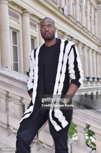 Serge Ibaka attends the Balmain Menswear Spring/Summer 2019 show as part of Paris Fashion Week on June 24, 2018 in Paris, France.