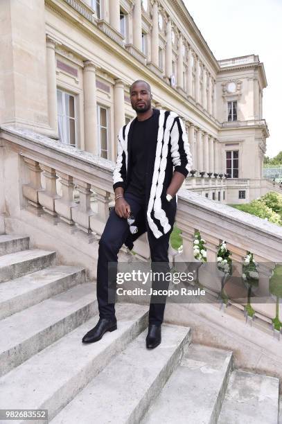 Serge Ibaka attends the Balmain Menswear Spring/Summer 2019 show as part of Paris Fashion Week on June 24, 2018 in Paris, France.