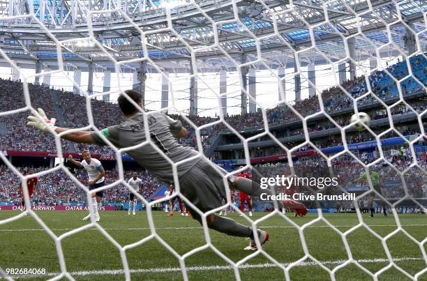 Harry Kane of England scores a penalty for his team's fifth goal during the 2018 FIFA World Cup Russia group G match between England and Panama at...