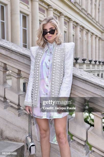 Xenia Adonts attends the Balmain Menswear Spring/Summer 2019 show as part of Paris Fashion Week on June 24, 2018 in Paris, France.