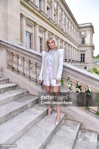 Xenia Adonts attends the Balmain Menswear Spring/Summer 2019 show as part of Paris Fashion Week on June 24, 2018 in Paris, France.