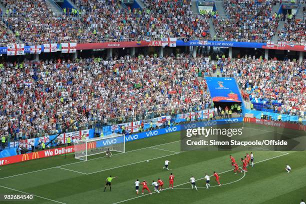 Harry Kane of England scores the second goal from the penalty spot during the 2018 FIFA World Cup Russia Group G match between England and Panama at...