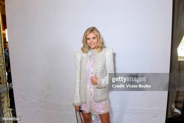 Xenia Adonts attends the Balmain Menswear Spring/Summer 2019 show as part of Paris Fashion Week on June 24, 2018 in Paris, France.