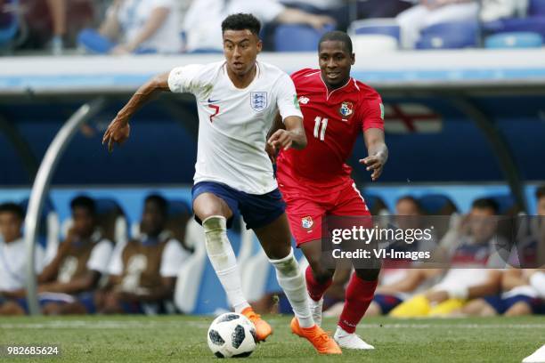 Jesse Lingard of England, Armando Cooper of Panama during the 2018 FIFA World Cup Russia group G match between England and Panama at the Nizhny...