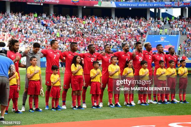 Panama's defender Roman Torres, Panama's goalkeeper Jaime Penedo, Panama's forward Blas Perez, Panama's defender Fidel Escobar, Panama's midfielder...