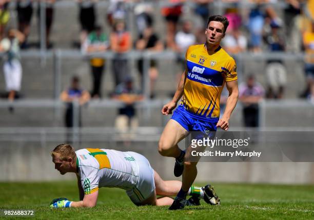 Offaly , Ireland - 24 June 2018; Jamie Malone of Clare celebrates scoring his side's first goal during the GAA Football All-Ireland Senior...