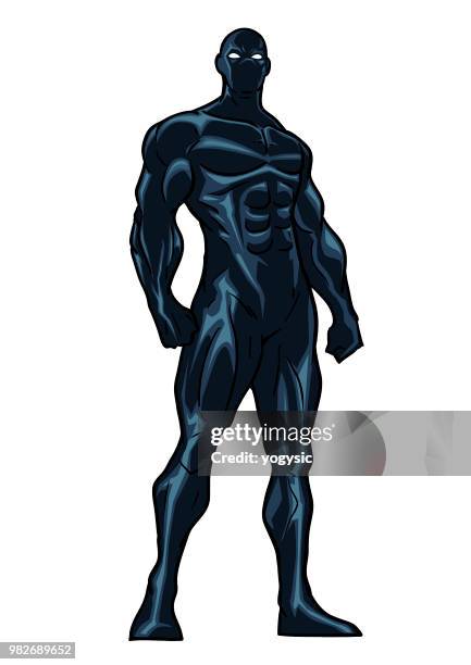 schwarzes kostüm superheld vektorgrafik - schurke stock-grafiken, -clipart, -cartoons und -symbole