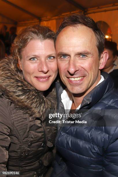 Nicolas Koenig and his wife Nina Koenig during the 'Winnetou und das Geheimnis der Felsenburg' premiere on June 23, 2018 in Bad Segeberg, Germany....