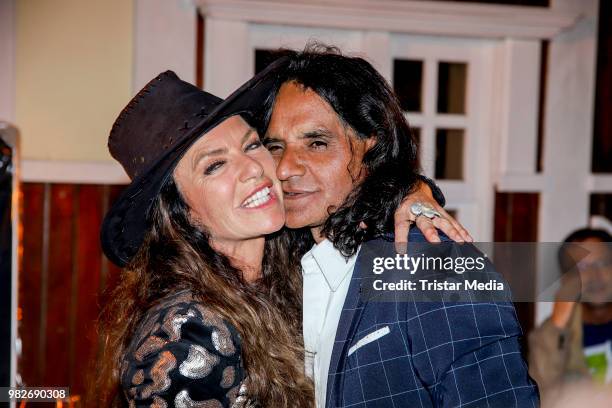 Christine Neubauer and her boyfriend Jose Campos during the 'Winnetou und das Geheimnis der Felsenburg' premiere on June 23, 2018 in Bad Segeberg,...