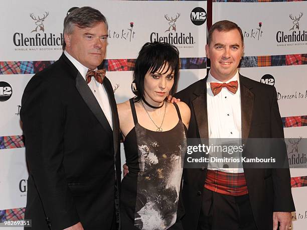 Musician Joan Jett poses with David Fanning and Carl Blake of the Paralyzed Veterans of America at the 8th annual "Dressed To Kilt" Charity Fashion...