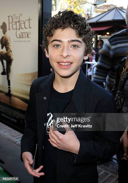 Actor Ryan Ochoa arrives to the Los Angeles premiere of "The Perfect Game" in the Pacific Theaters at the Grove on April 5, 2010 in Los Angeles,...