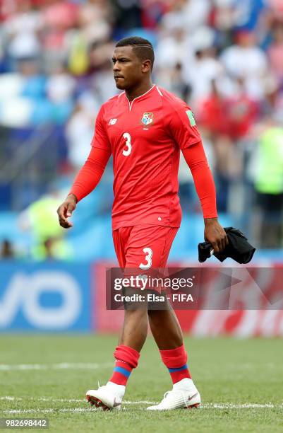 Harold Cummings of Panama walks off the pitch dejected folowing the 2018 FIFA World Cup Russia group G match between England and Panama at Nizhny...