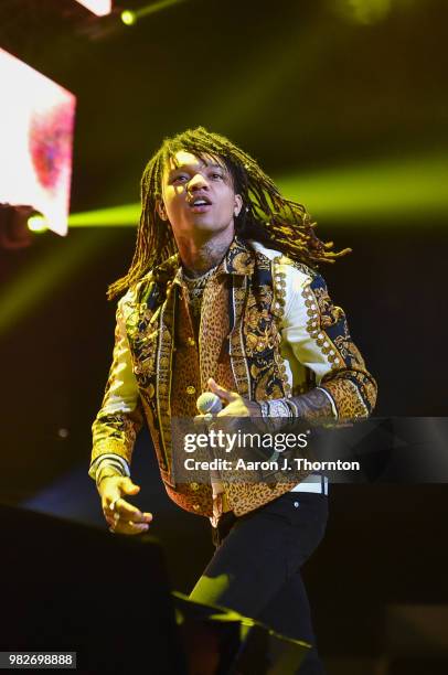 Hip Hop Artists Rae Sremmurd performs on stage at Staples Center on June 23, 2018 in Los Angeles, California