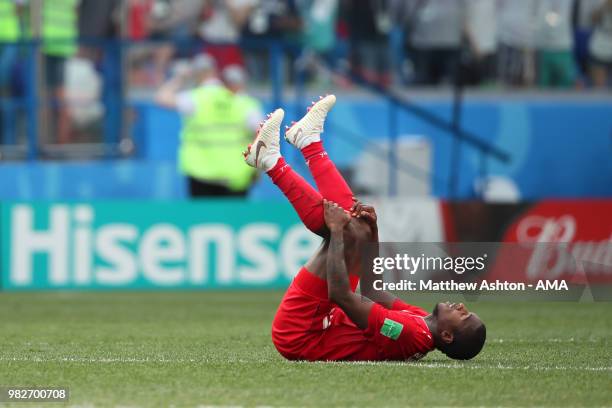 Armando Cooper of Panama reacts at the end of the 2018 FIFA World Cup Russia group G match between England and Panama at Nizhny Novgorod Stadium on...