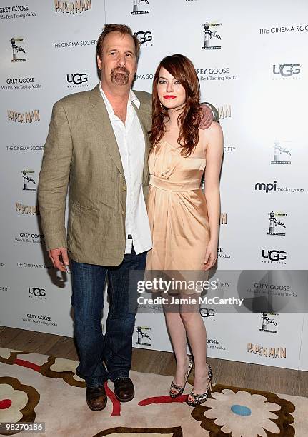 Jeff Daniels and Emma Stone attend the Cinema Society with UGG & Suffolk County Film Commission's screening of "Paper Man" at the Crosby Street Hotel...