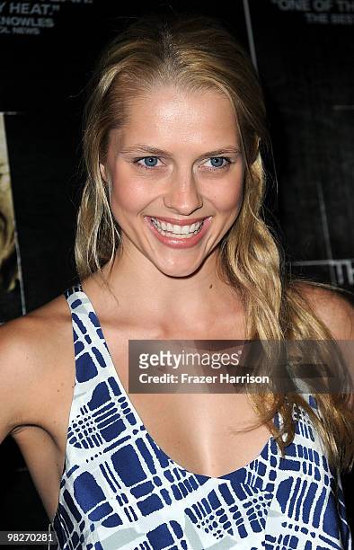 Actress Teresa Palmer arrives at the Los Angeles premiere of "The Square" at the Landmark Theater on April 5, 2010 in Los Angeles, California.