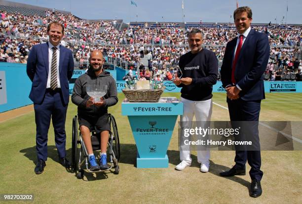 Men's wheelchair presentation with winner Stefan Olsson of Sweden and runner up Stephane Houdet of France during Day 7 of the Fever-Tree...