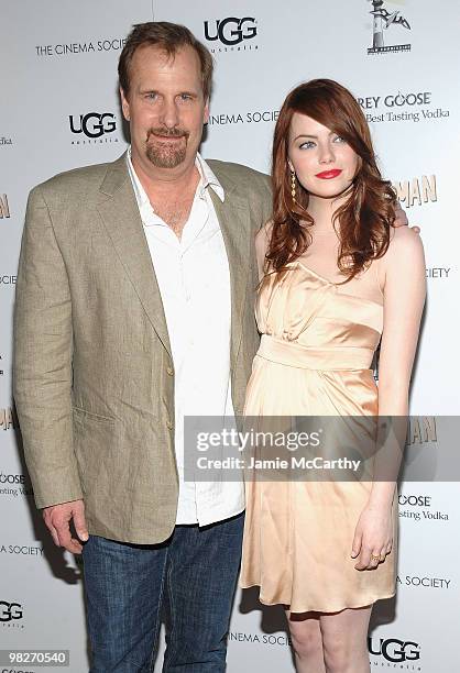 Jeff Daniels and Emma Stone attend the Cinema Society with UGG & Suffolk County Film Commission's screening of "Paper Man" at the Crosby Street Hotel...