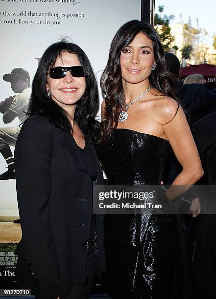 Maria Conchita Alonso and Patricia Manterola arrive to the Los Angeles premiere of "The Perfect Game" held at Pacific Theaters at the Grove on April...