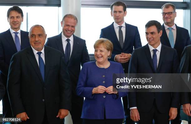 Italian Prime Minister Giuseppe Conte, Bulgarian Prime Minister Boyko Borisov, Maltese Prime Minister Joseph Muscat, German Chancellor Angela Merkel,...
