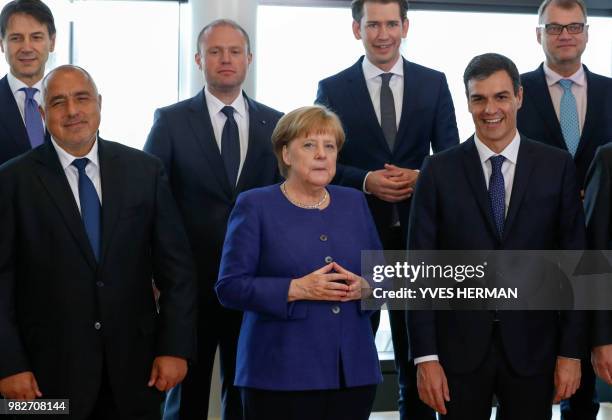 Italian Prime Minister Giuseppe Conte, Bulgarian Prime Minister Boyko Borisov, Maltese Prime Minister Joseph Muscat, German Chancellor Angela Merkel,...